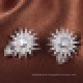 Damenmode 925 Sterling Silber Sonnenblume Ohrringe Inlay Kristall